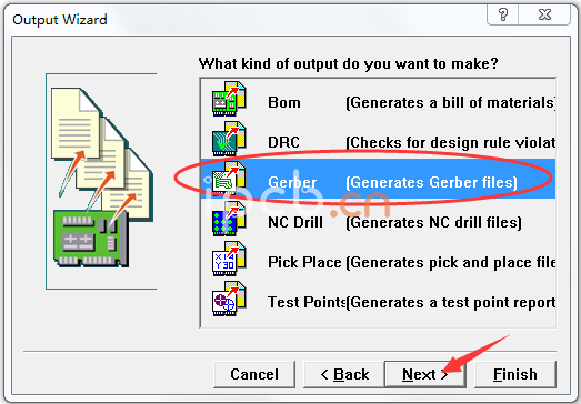 Gerber (generates gerber files)，繼續下一步