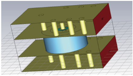 圖 9 毛紐扣互聯 CST 三維仿真模型