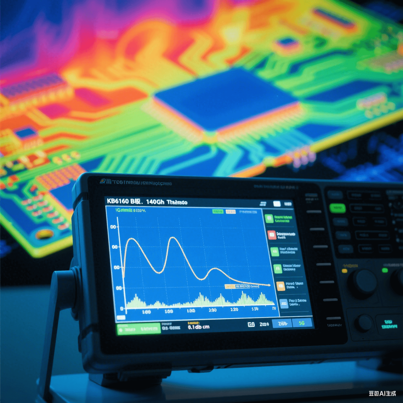 矢量網(wǎng)絡(luò)分析儀屏幕顯示KB6160基板傳輸曲線