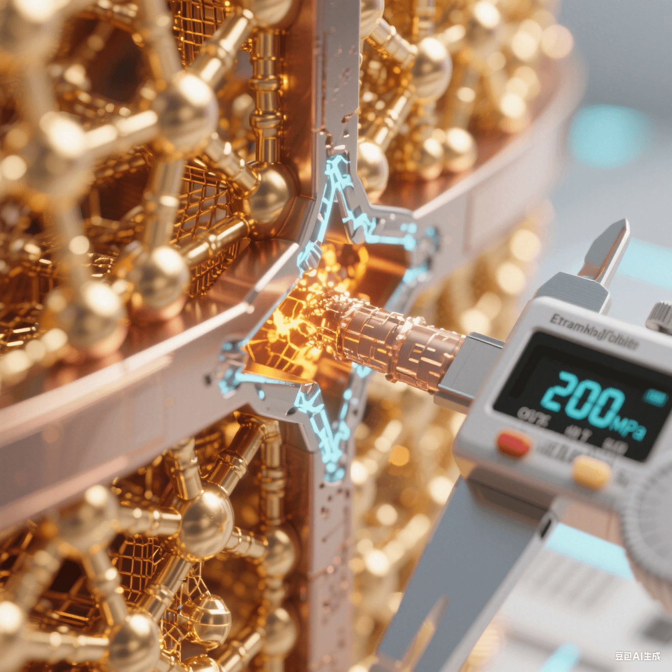 銅 - 銅鍵合界面在高溫加壓下晶格融合，分子動力學模擬展示金屬擴散過程