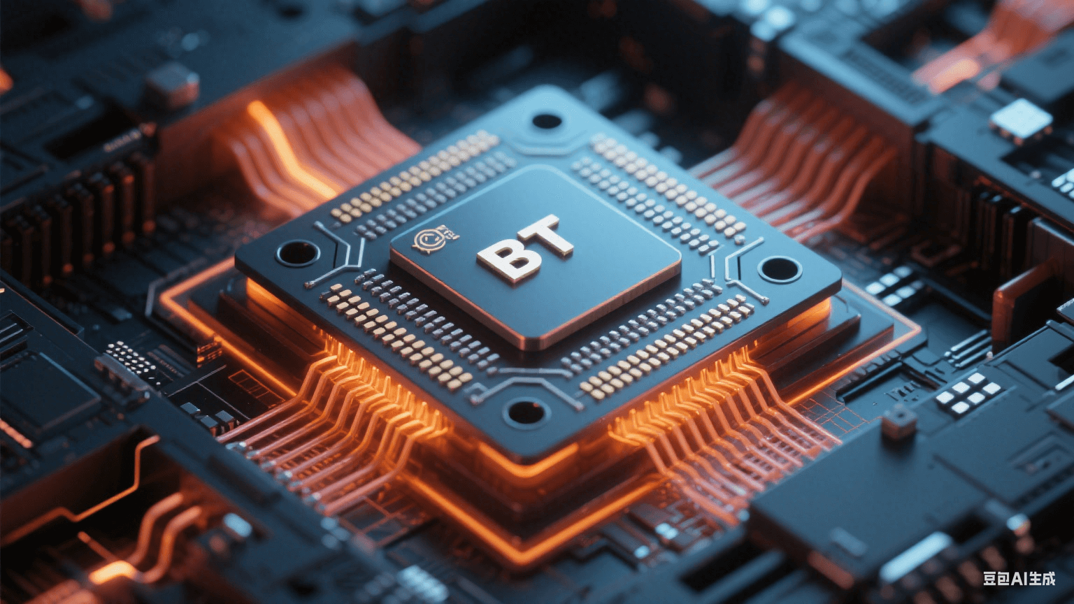 HDI 基板三層結構示意圖，展示微孔互連與積層布線設計，線寬 / 線距 30μm 級高密度線路排列