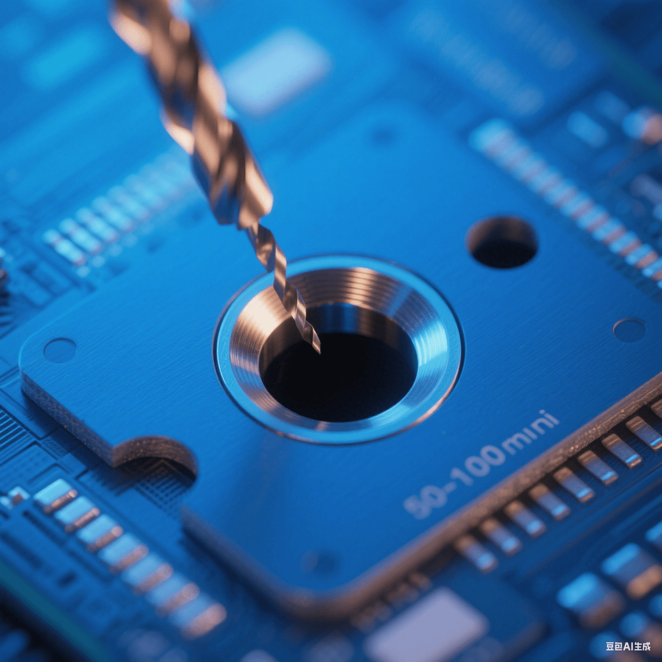 HDI 技術(shù)中的激光微孔，包括微盲孔和微埋孔。