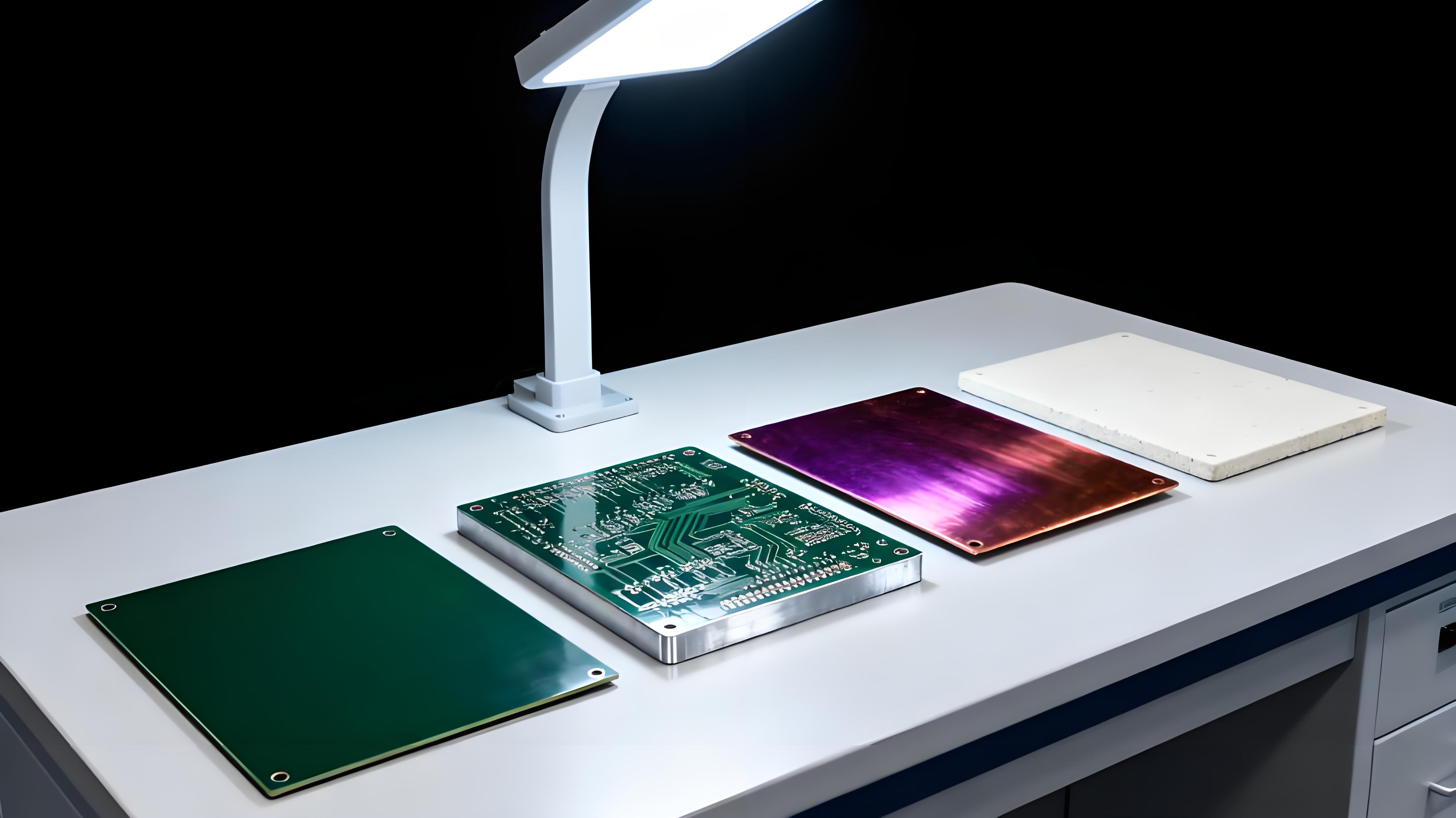 鋁基板與FR4基板、銅基板、陶瓷基板外觀對比展示，凸顯材質與結構差異