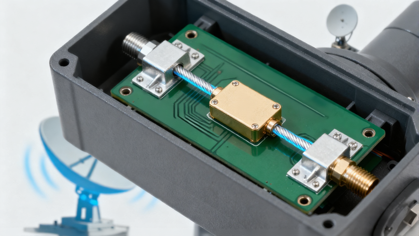 地面站 LNB 高頻板場景，HVLP 銅箔 + 阻抗匹配使插入損耗 0.08dBcm 提升EbN01.2dB