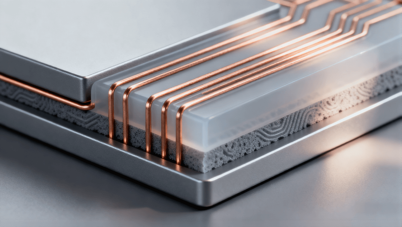 三維堆疊信號屏蔽，銅色線路與 low-k 介質屏蔽層