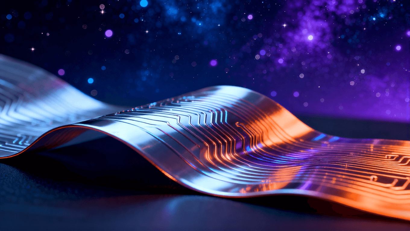 未來智能自適應超彈性材料概念視覺，展示其環境響應與性能調節能力